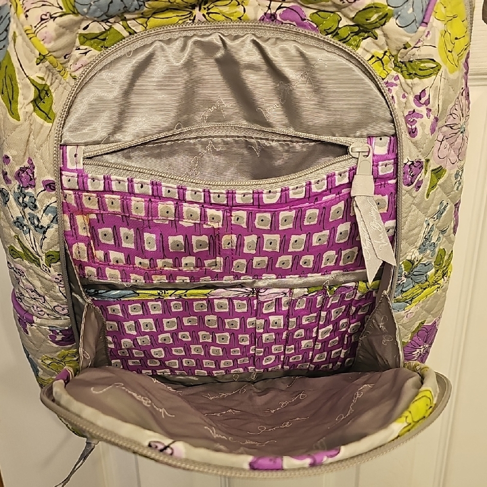 Vera Bradley Floral Quilted Laptop Backpack in Purple and Green - Picture 3 of 12